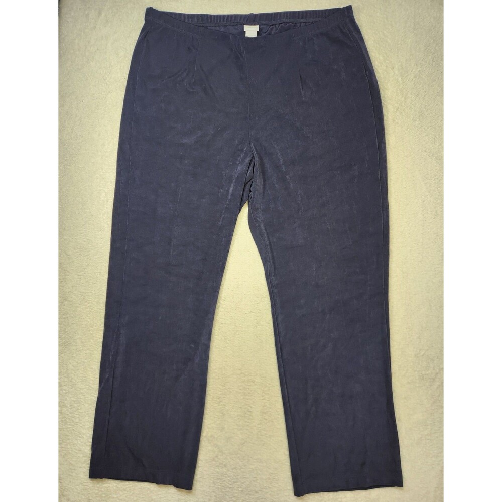 Chico's Travelers Women's 3R 16/18 Slinky Knit Pants Pleat Straight Leg Stretch